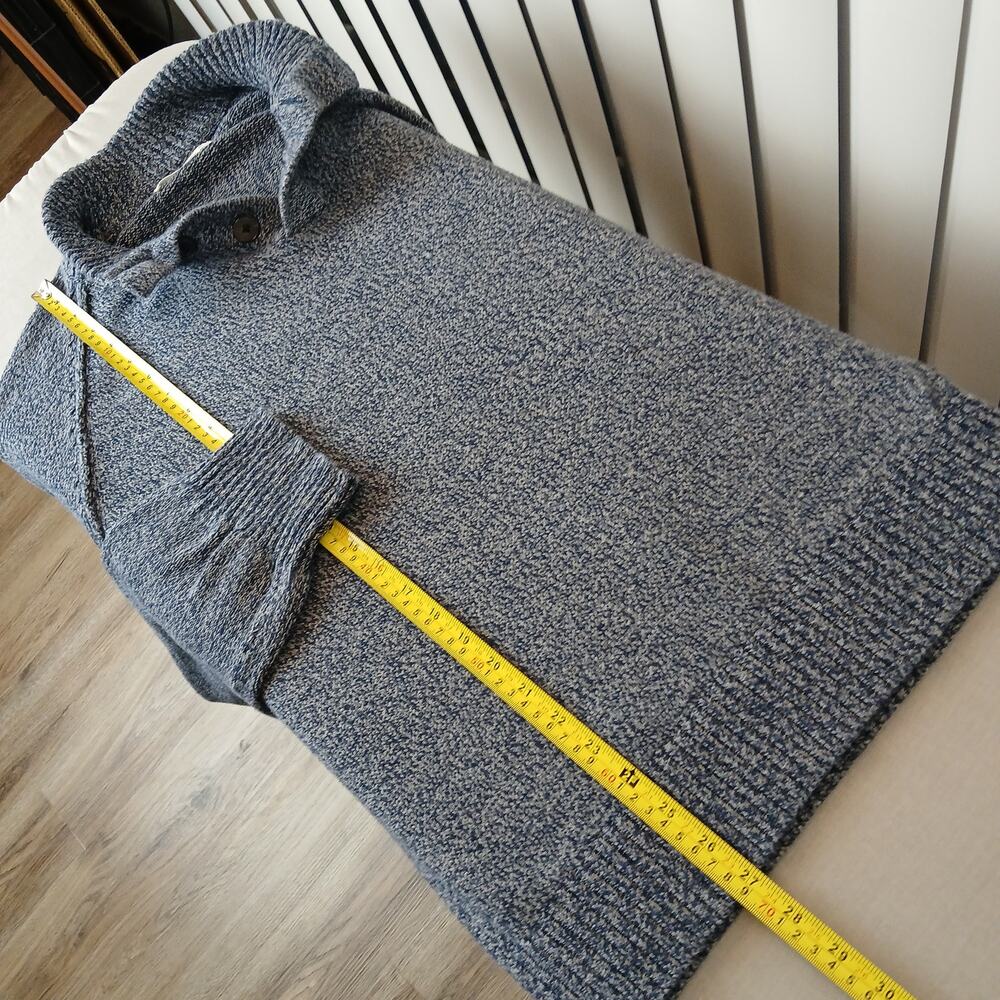 Mutual Weave Button Collar Pullover Sweater Mens XXL cotton blue marl knit cozy - Picture 10 of 11